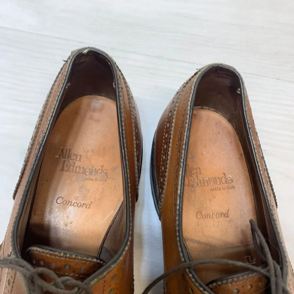Allen Edmonds Mens Shoes Size 10 A Brown Wingtip Brogue Dress Leather Oxford USA